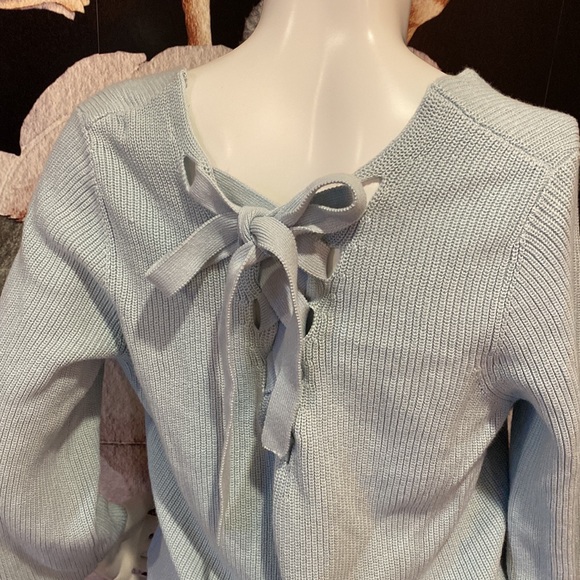 Light Blue Tye Back Sweater - Picture 3 of 3